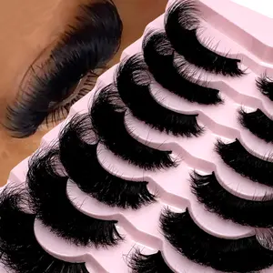 New 8-25 mm lashes 10 Pairs 3D Mink Natural Messy Faux Mink False Lashes With Luxurious Volume For Dramatic Look Reusable And Easy Application High Quality Eyelashes Magnetic Eyelashes Kit