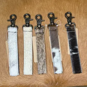 Premium Cowhide Keychain - Durable Leather Key Fobs for Everyday Use unique colors, hide color varies
