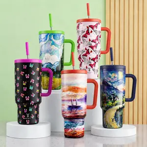 Meoky New 40oz Tumbler with Handle, Vacuum Insulated Stainless Steel, Leak-Proof Travel Mug with Straw, Non-Slip Base, Car Friendly, BPA-Free
