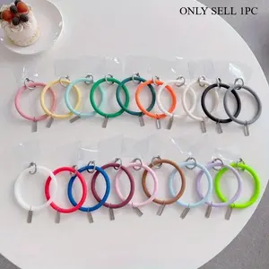 1pc Fashion Silicone Bracelet Multicolor Anti-lost Wrist Rope Detachable Key Ring Ornament Soft Glue With Phone Back Sticker Clip No Hole Mobile Phone Case Available