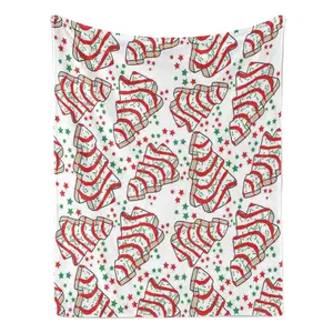 Christmas Tree Snack Cakes Throw Blanket Soft Highland Cow Pattern for Cozy Festive Gatherings & Gifts for Men Women Kids Ideal for Home Office Travel Camping