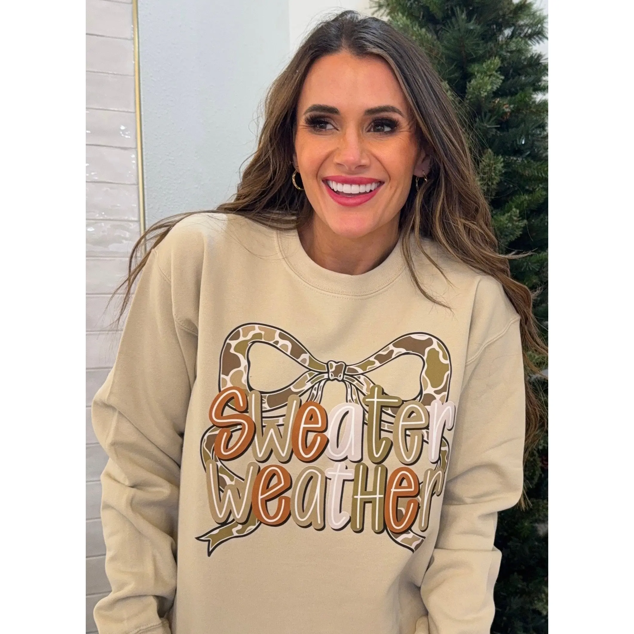 Bow Camo Sweater Weather, Western Coquette Bow, Preppy Camo, Cozy Season, Country Distressed Cowboy, Bow Camouflage, Camo Cozy Season Sweatshirt