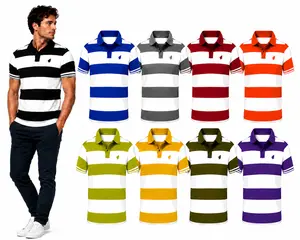 4-Pack: Men's Stripe Pique Short Sleeve Polo Shirts