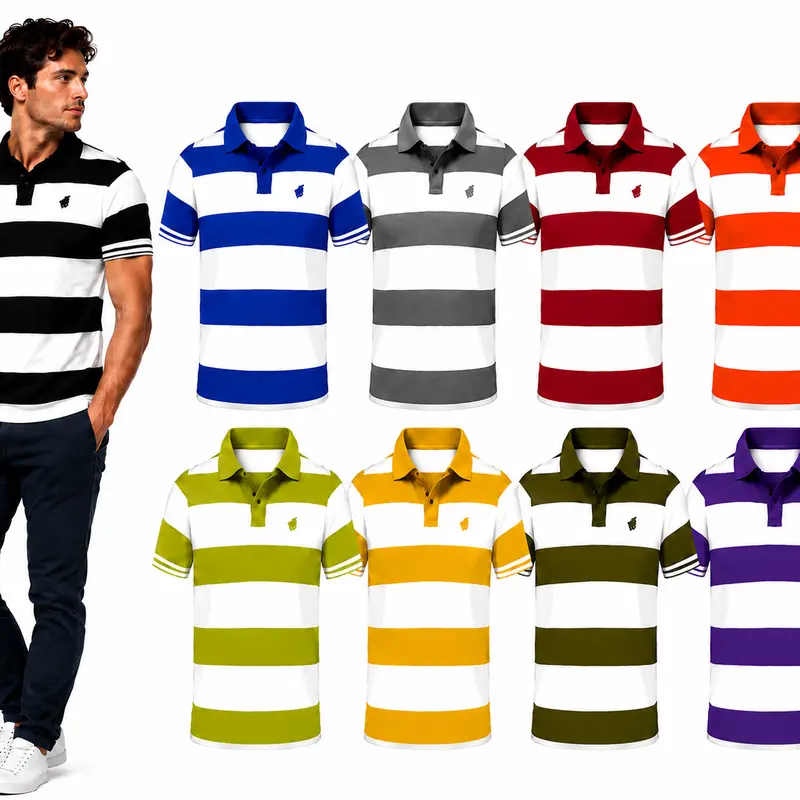 4-Pack: Men's Stripe Pique Short Sleeve Polo Shirts