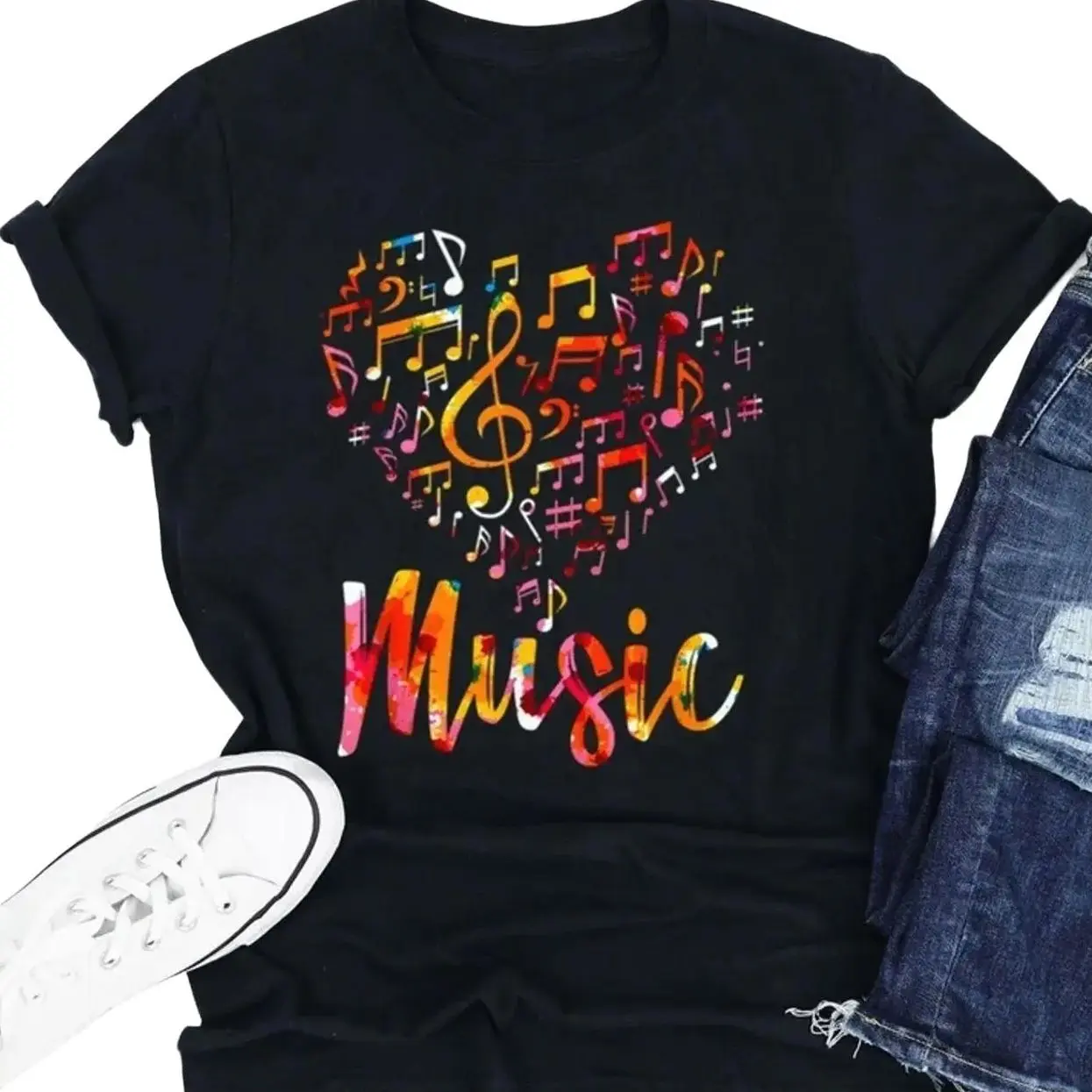 Music Notes Heart T-Shirt, Music Lover T-Shirt, Music Notes Shirt, music Teacher Shirt, Musician T-Shirt, Funny music Shirt,