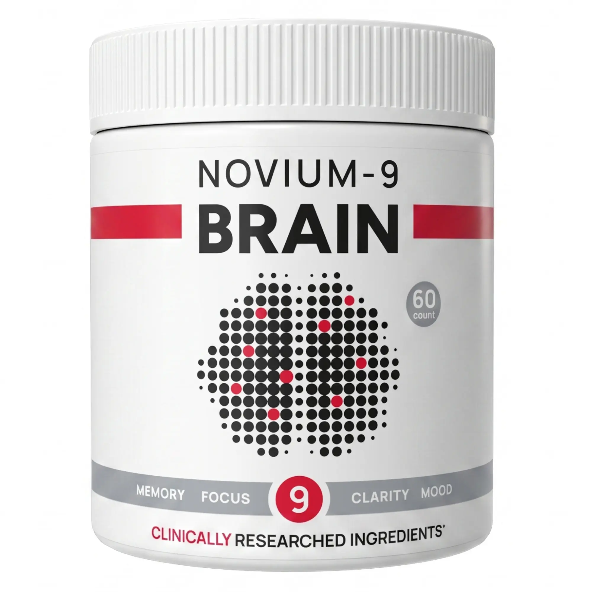 Novium-9 Brain Supplement | 9 Clinically Dosed Nootropics | Memory, Focus & Clarity | 60 Capsules