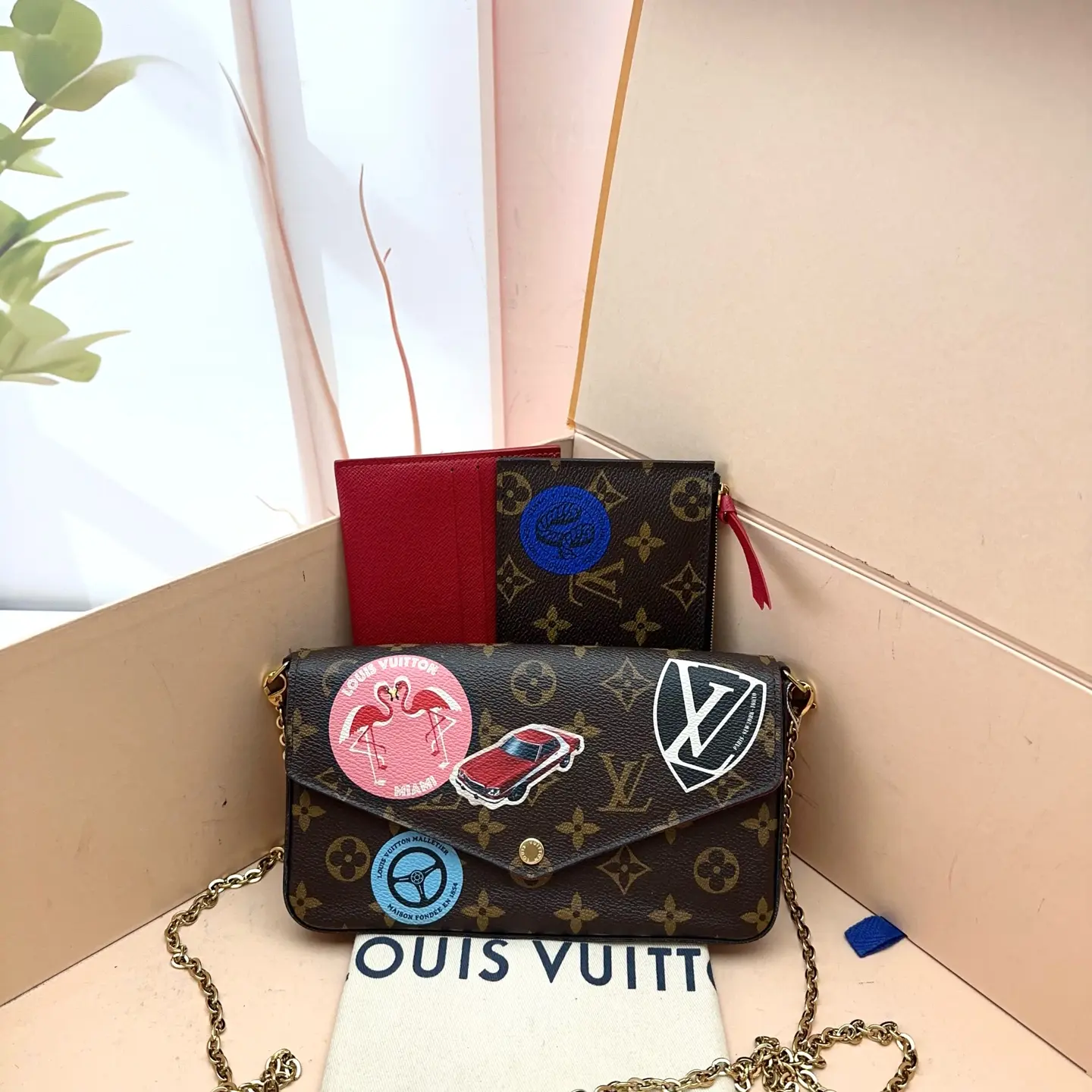 Pre-owned Louis Vuitton Monogram Canvas World Tour Patch Flap Chain Bag 0728luna 18871486