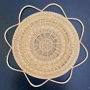 The Fleur Medallion Handwoven Rattan Charger Plate - Natural