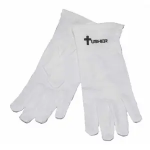 Swanson Christian Supply  Gloves Usher With Cross White Cotton Large