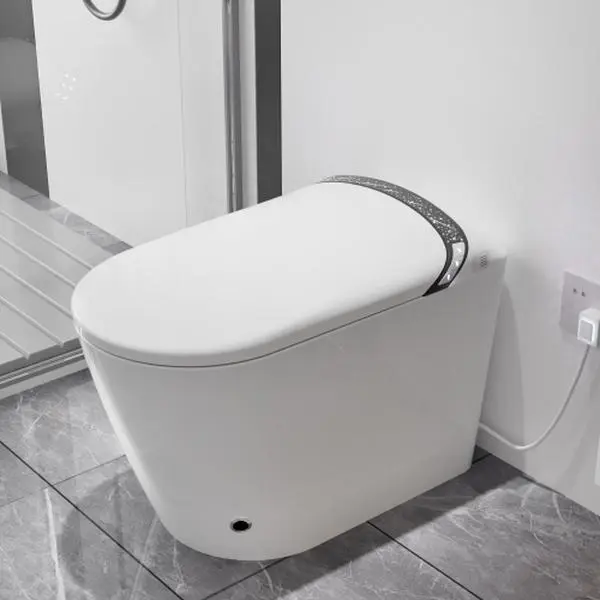 Bellemave Modern Porcelain Elongated Tankless Smart Toilet with Built-In Bidet, Antibacterial Heated Seat, Auto Open/Auto Close Lid, Foot Sensor Function, LED Display, Night Light, Warm Water, Dryer - 110V 12-Inch Rough-In Indoor Toilet for Condos