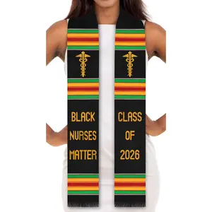 Black Nurses Matter Class of 2026 Kente Graduation Stole with Medicine Caduceus Symbol