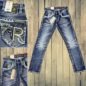 2000s Rock Revival Men's Denim Jeans Slim Straight Blue, Men's Biker Jeans, Y2K Jeans, Comfortable Jeans For Men, Denim Jeans For Men