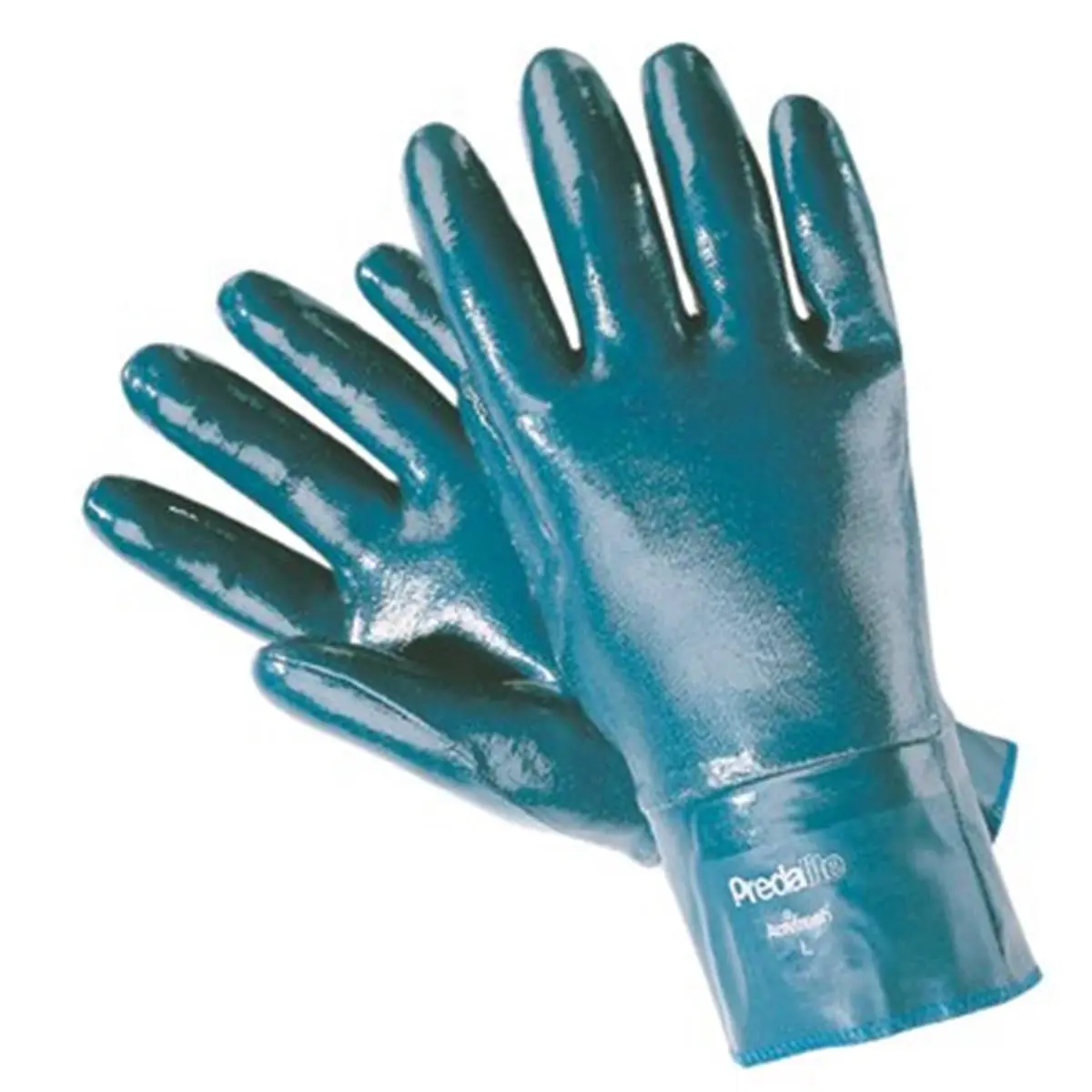 212 MAIN MCR Predalite Large Heavy-Duty Fully Coated Nitrile Protective Handling Gloves - 2.5 in. Cotton Interlock Cuff, Puncture-Resistant, Abrasion-Resistant, Chemical-Protective, Smooth Finish, for Home Improvement, Security Tasks, Protective Gloves