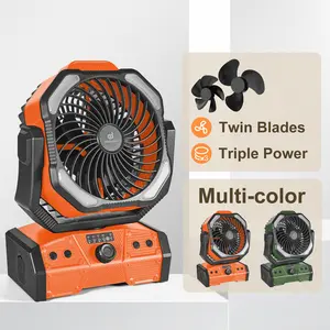 Odoland 40000mAh Camping Fan with LED Light, Battery Operated Oscillating Desk Fan with Remote & Hook, Rechargeable Outdoor Tent Fan with Timer for Hurricane Power Outage Travel Jobsite RV Emergency