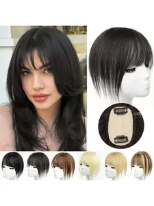 Real Human Hair Topper for Women, Suitable for Thinning Hair & Bald, Clip-In/adhesive One-Piece Hairpiece with Bangs, 5x9cm Base