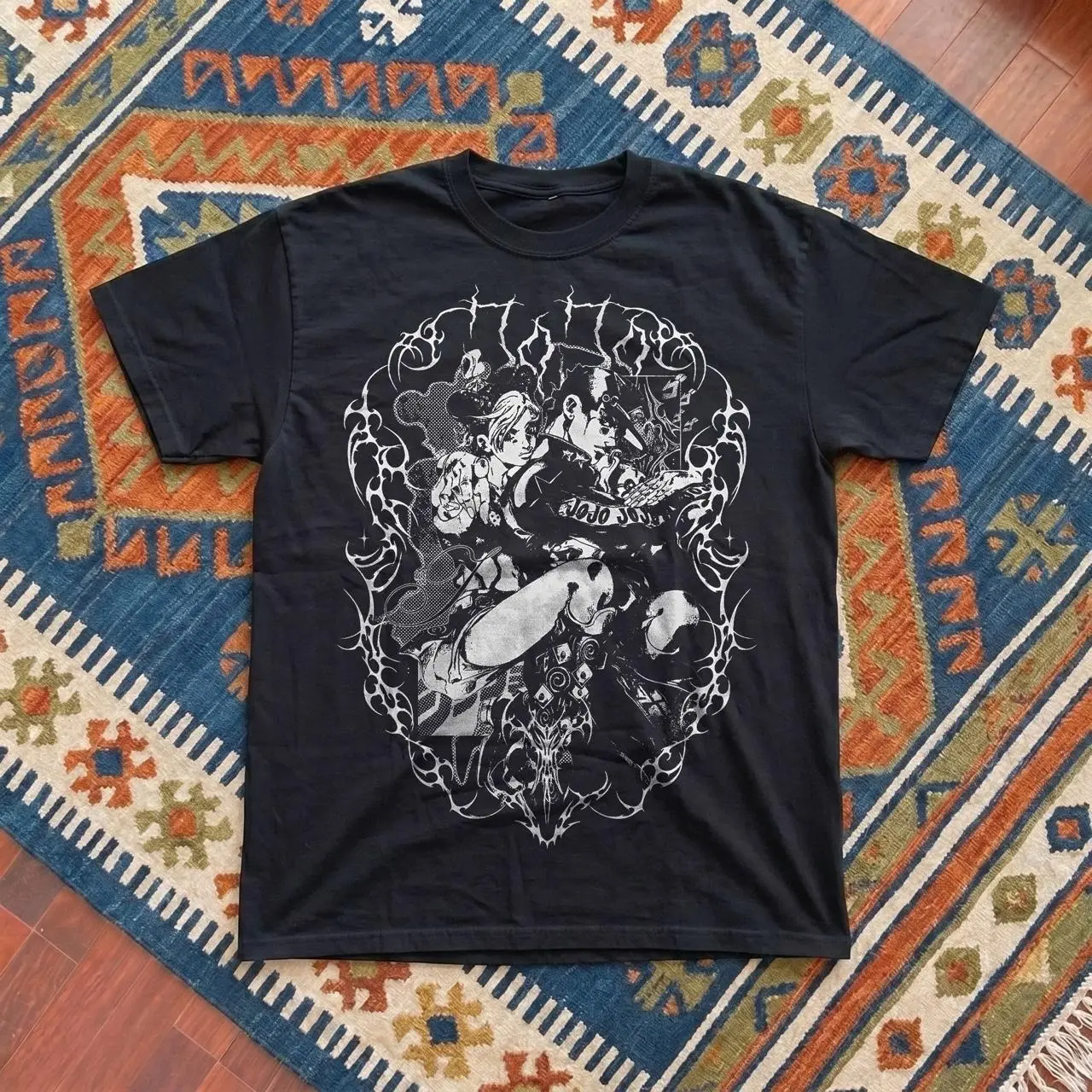 Gildan Men's T-shirt, Jotaro Kujo And Jolyne Cujoh JoJo Bizarre Adventure black tee, Jotaro Jolyne Anime T Shirt, JoJo Graphic Tee, Japanese Manga Streetwear Shirt, Unisex Anime Shirt