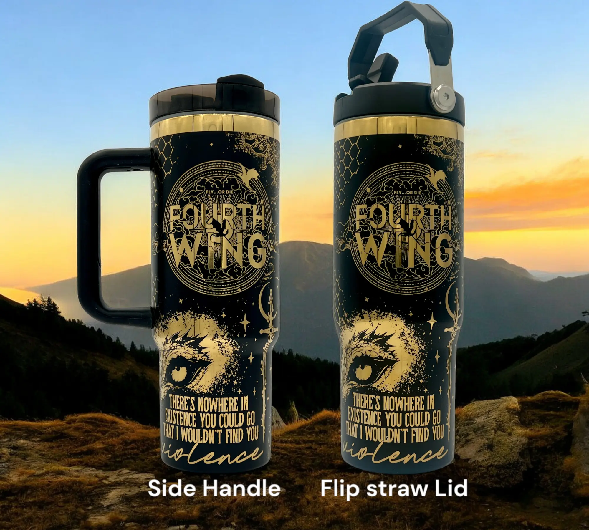 30oz Fourth Wing Fantasy engraved rainbow tumbler Book reader Large Logo I Am The Storm romantasy