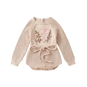 Baby Girl Sweater Romper Embroidery Baby Sweatshirt Romper Baby Girl Knit Sweater Fall Winter Clothes