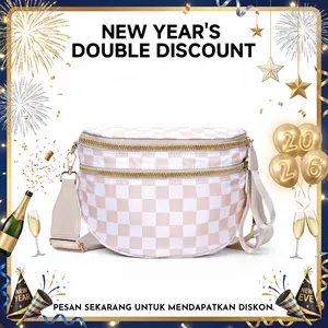 CN6030 Checkered Crossbody Bag Nylon Bum Bags for Women Spacious Handbags Purse Fanny Packs with Shoulder Strap TikTokShopHolidayHaul