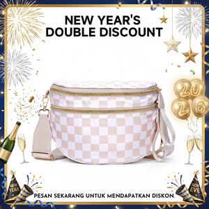 CN6030 Checkered Crossbody Bag Nylon Bum Bags for Women Spacious Handbags Purse Fanny Packs with Shoulder Strap