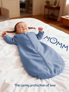 Mommbaby Brand Spring New Baby Unisex Solid Color Matte Sea Blue Velvet Fabric Soft Skin Care Blanket 0-6m Newborn Sleep Sack Dual Zip Design