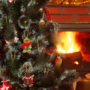 16Pcs Gingerbread Man Ornaments for Christmas Tree Gingerbread Christmas Decorations with Gingerbreads House Ornament for Christmas Tree Hanging Party Decor