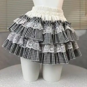 Lolita Style Princess Vintage Cake Skirt  Sweet Kawaii Women Cute Lace Ruffles Party Mini Skirts Harajuku Y2k Faldas Mujer
