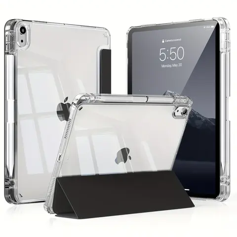Durable Transparent Casing for iPad 10th Generation 2022 (10.9 in) - Crystal Back, TPU Shockproof Frame, Pencil Holder, Auto Sleep/Wake Tablet Cover & Accessory for Protection