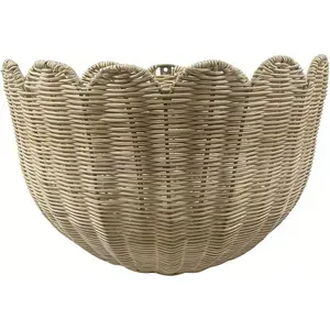 Scalloped Rattan Wall Basket - Handmade Wicker Hanging Decor,Toys Towels & Plants Versatile Storage Basket Bathroom Living Room & Entryway Natural Rattan Wall Decor