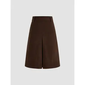 Cider [size 2-10] Corduroy Mid Rise Pocket Pleated Maxi Skirt
