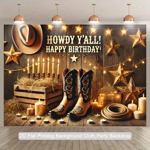 A 2D Flat Design for a Birthday Party, Featuring a Polyester Photography Backdrop Banner, a 2D Background Tapestry for Parties, Indoor And Outdoor Banner Decorations, Studio Props for Photography, And Festive Birthday Decoration Supplies.