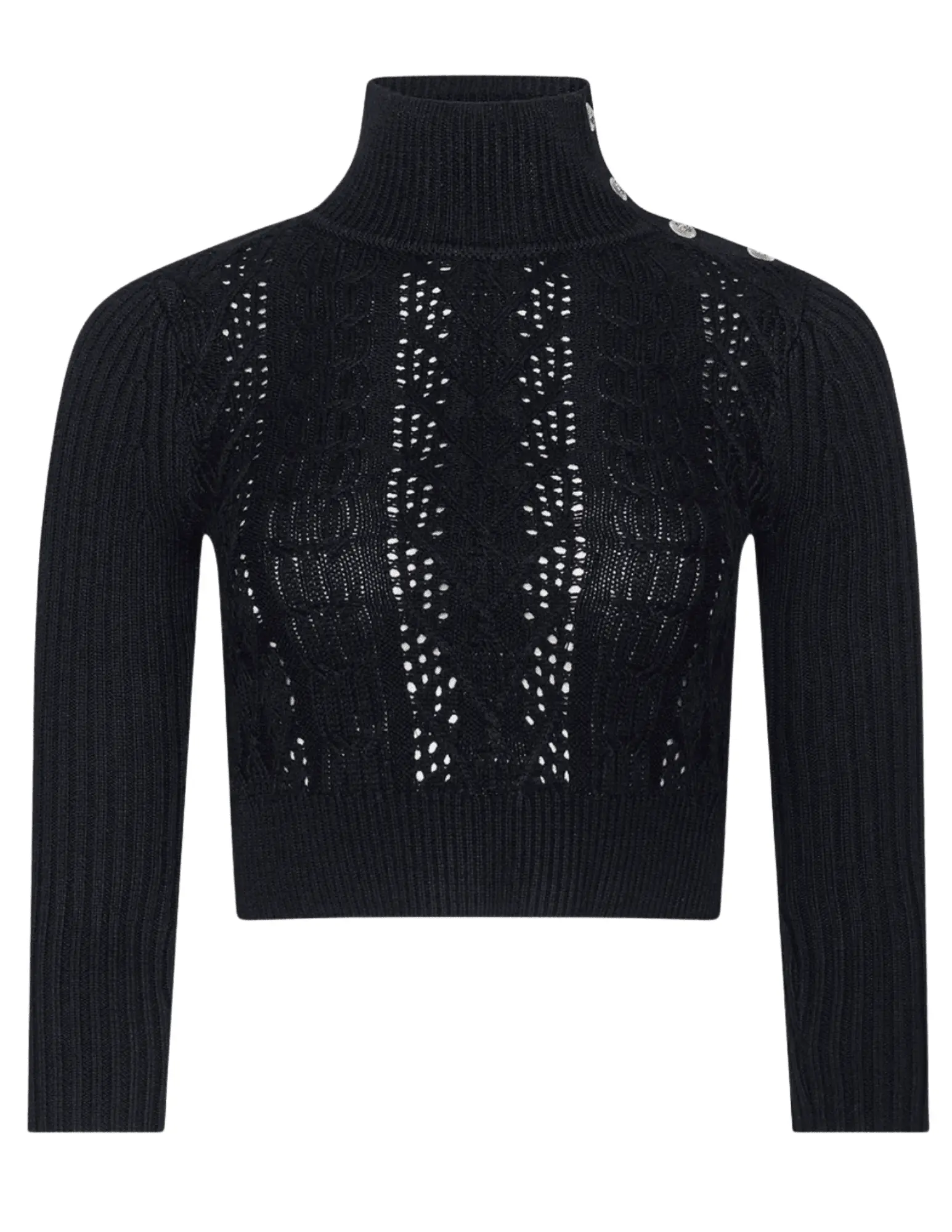 PRE-ORDER-L'AGENCE Kamdyn Snap Button Mock Neck Sweater in Black