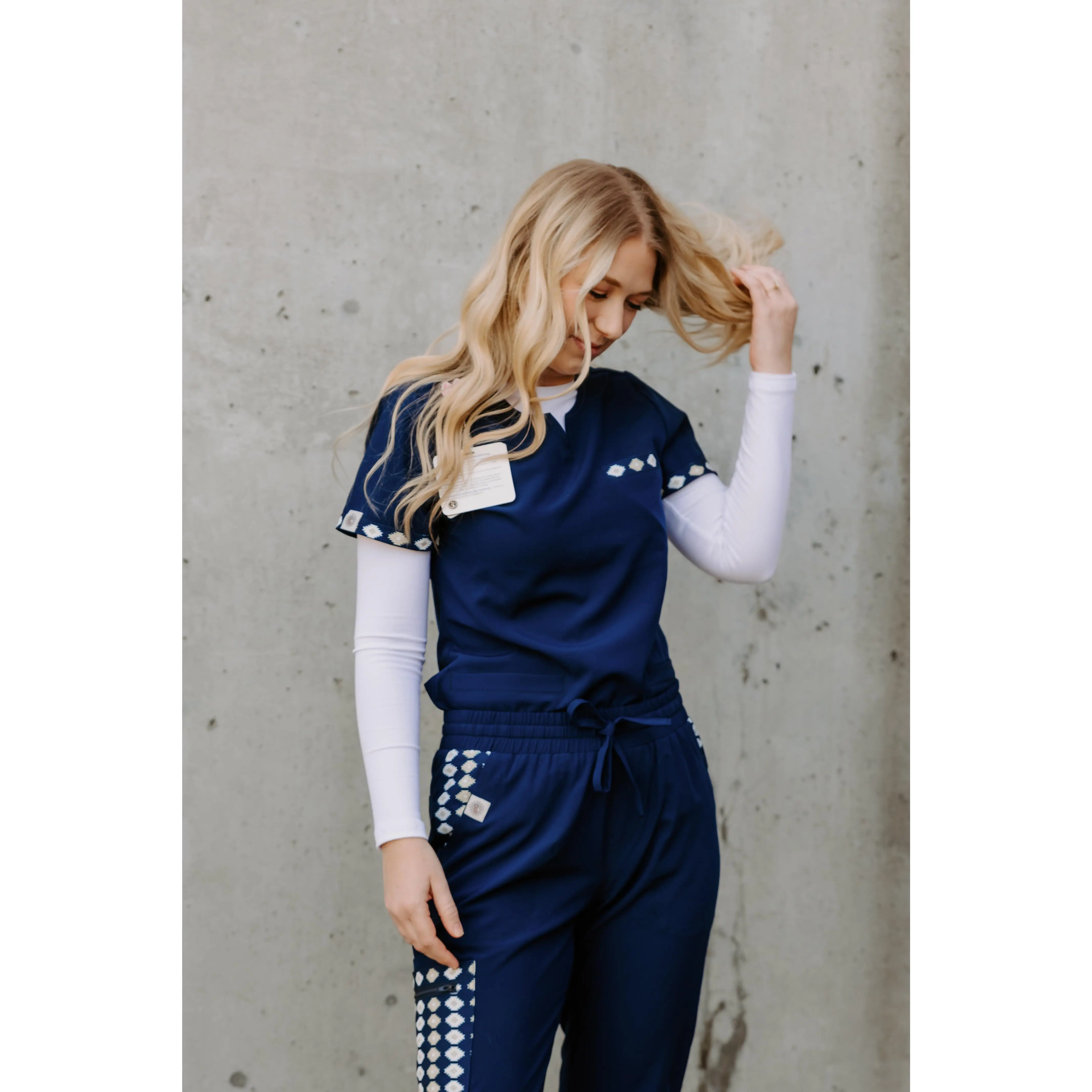 Simple Navy Aztec Top