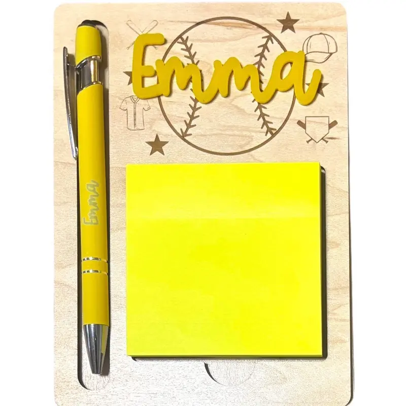 Personalized Baseball/Softball Sticky Notepad Holder-Enter name in order comments