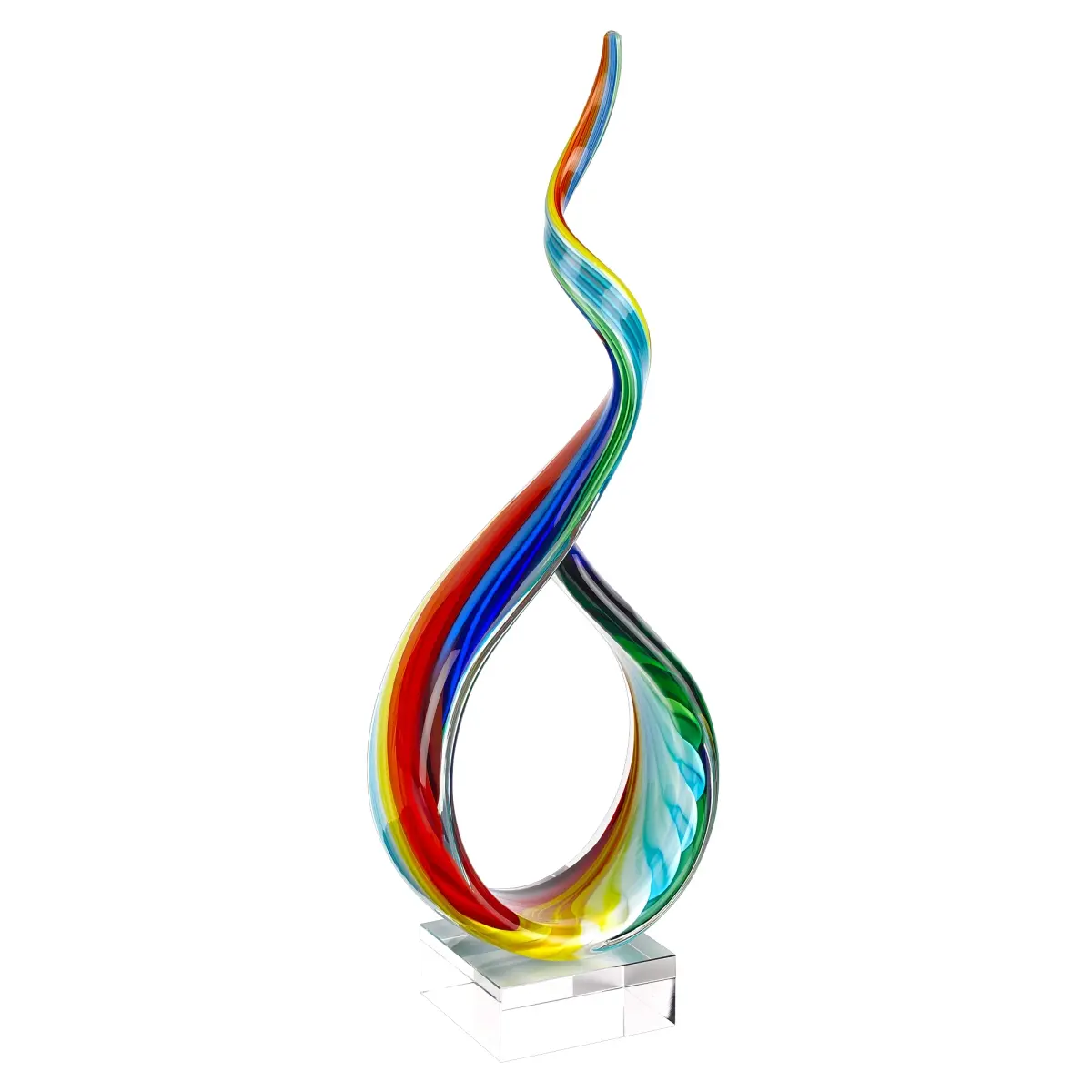 HomeRoots 376071 18 in. Multicolor Art Glass Centerpiece on Crystal Base