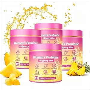 Feminine Probiotics Gummies - PineappleFlavor, Supports pH Balance & DrynessRelief, Prebiotic & Probiotic Blend withSlippery Elm Healthcare Dietary