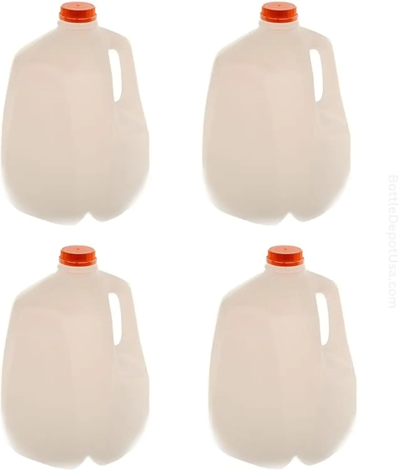 (8 PACK) 128 Oz Empty Plastic Gallon Juice Bottles with Tamper Evident ORANGE Caps - Smoothie Bottles - Ideal for Juices, Milk, Smoothies, Picnic's and Even Meal Prep - Made in USA Containers Industrial Transparent