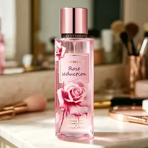 Candybreath Rose Seduction 250ml Fragrance Mist | Lychee Peach Red Pepper Top, Rose Jasmine Violet Heart, Musk Vanilla Sandalwood Base | Long‑Lasting Body Spray, Romantic Daily Scent, Ideal Gift for Women, Date Night Essential, Refreshing Luxury Perfume