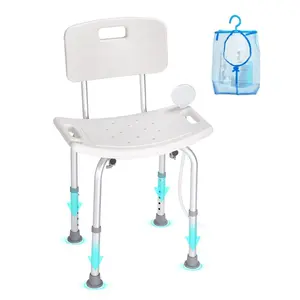 VEVOR Shower Chair, Shower Seat with Back, Adjustable Height Shower Stool, Shower Chair for Inside Shower Bathtub, Non-slip Bathroom Bench Bath Chair for Elderly Disabled Handicap, 350 lbs Capacity