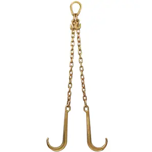 Hdmw 5/16''x2' G70 J Hook Tow Chain V Bridle with Large Shank J Hooks and Grab Hooks,Flatbed Truck Trailer Safety Tow Chain 4700 lbs Working Load Limit