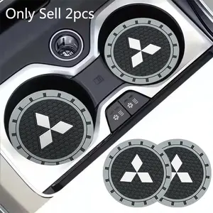 2Pcs PVC Car Coasters Water Cup Slots Non-Slip Mat Water Cup Pad For Mitsubishi Outlander Pajero L200 Sport Lancer EX ASX Ralliart Colt Galant Space Star Auto Accessories