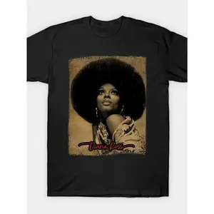 Blank Graphic Studio Retro Charm, Men'S Classic Diana Ross 80S Retro T-Shirt - Pure Cotton, Loose Fit, Round Neck, Short Sleeve With Vintage Anime Print, Machine Washable, Music Fan Apparel | Classic Round Neck | Smooth Texture Shirt T-Shirt For Men And