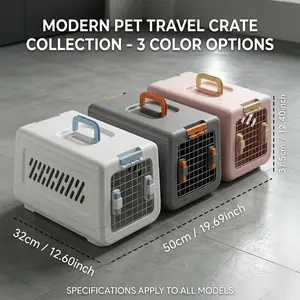 3 color Chic Pink Pet Travel Crate for Small Dogs & Cats - Modern Design, Secure Latch Metal Door, Ventilated Hard Kennel, Fits Pets Up to [Insert Weight] lbs, 19.7in x 12.6in