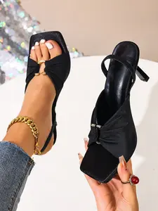 Women's Square Toe High Heel Sandals, Open Toe Slip-On Design, Perfect for Casual and Formal Wear, Stylish and Comfortable