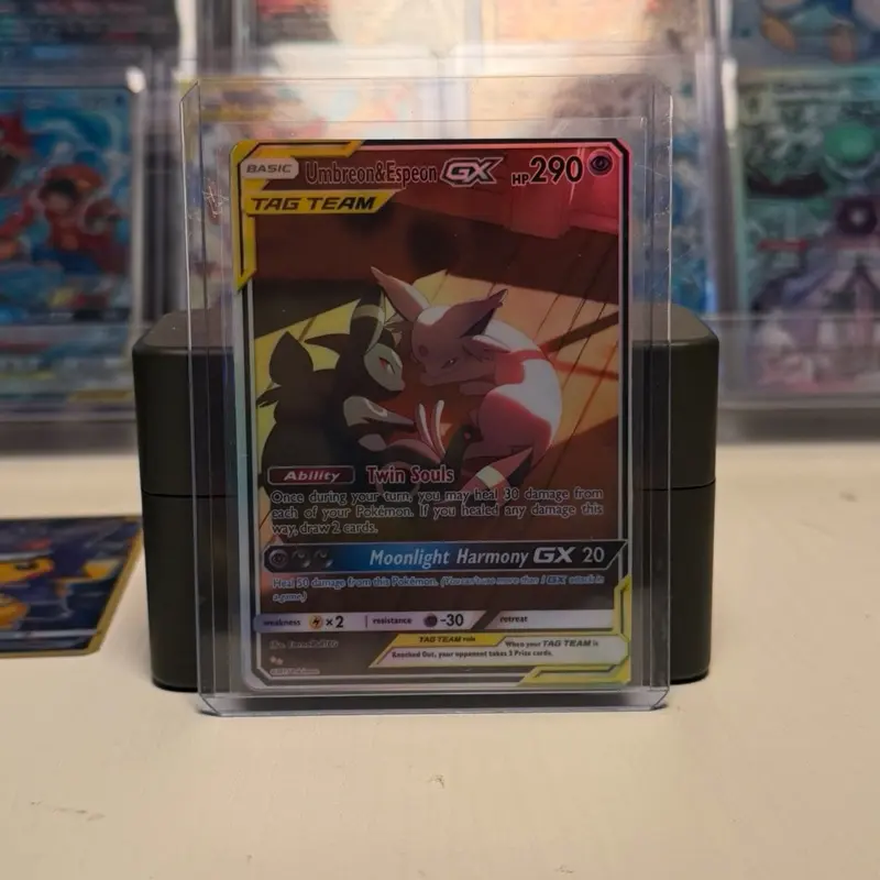 Custom Umbreon & Espeon GX Tag Team Holographic Collectible Card | Handmade Eeveelution Fan Art Display Card | EternalPullTCG