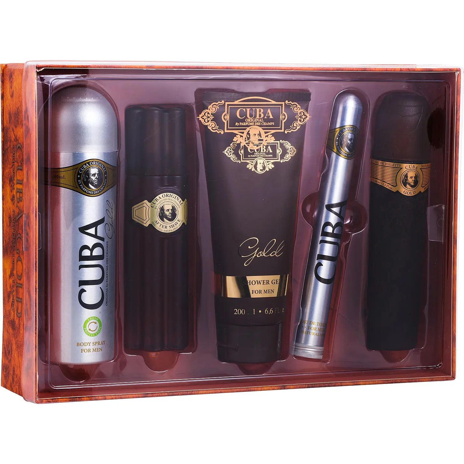 Cuba Gold Set-Edt Spray 3.3 Oz & Edt Spray 1.17 Oz & Aftershave Spray 3.3 Oz & Shower Gel 6.6 Oz & Body Spray 6.6 Oz For Men