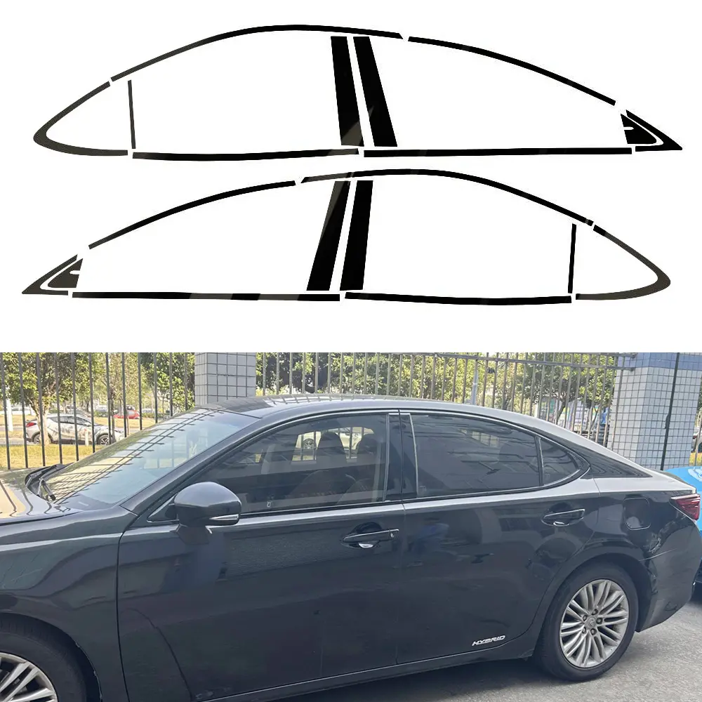 Glossy Black Chrome Delete Window Trims sticker For Tesla Lexus ES 2013-2017