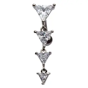 Trinity Dangling CZ Top Down Belly Button Ring