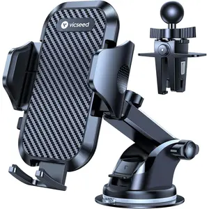 MBM 3-in-1 Car Phone Holder - Military-Grade Strong Suction & Clamp for Dashboard, Windshield & Vent - Universal for All Phones & Car Models