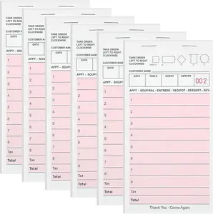 6 Pack Server Note Pads, Pink Guest Checks Books for Servers, Server Pads, Total 300 Sheets Server Paper, Waitress Notepads for Restaurants